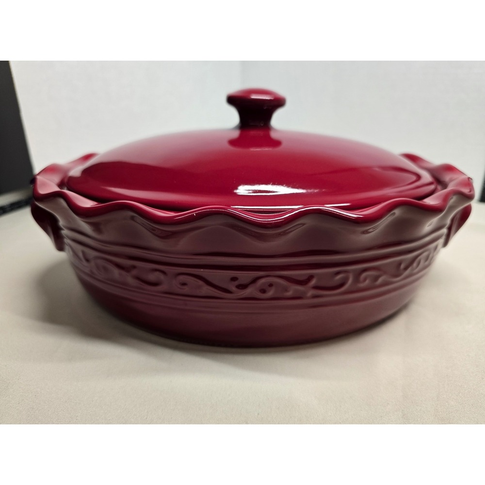 Stoneware Covered Casserole Dish Celebrating Home - Berry - Glazed Bean Bake